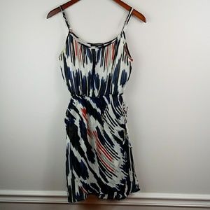 Spaghetti strap printed silk dress fully lined